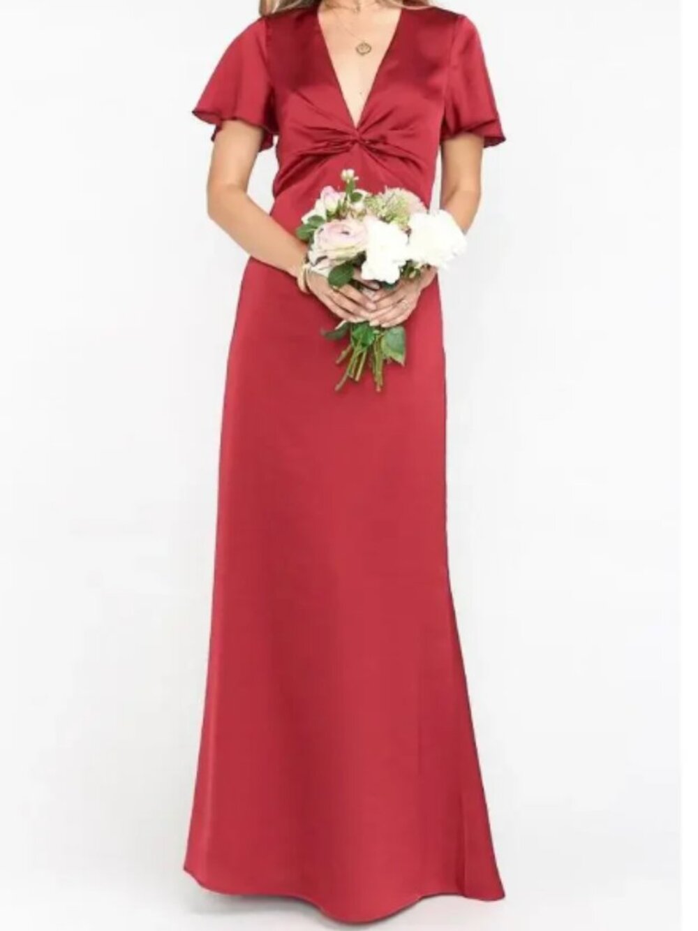 Show‎ Me Your Mumu Rome Twist Gown Ruby Luxe Satin, Size Medium